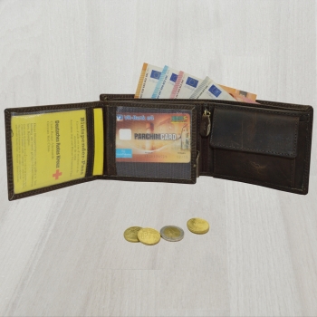 flevado Adler Gelbörse Herren Portemonnaie Büffelleder Bikerbörse mit RFID Schutz Braun